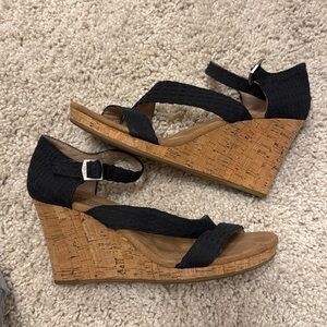 Tom’s. Heeled sandals. Worn a handful of times. Black.